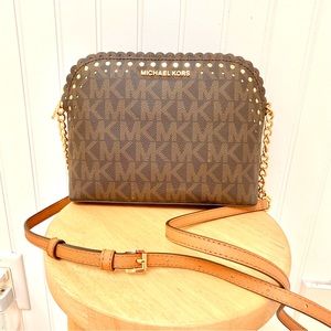 MICHAEL Michael Kors brown and gold crossbody bag